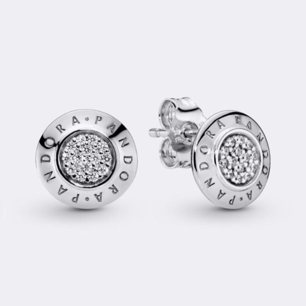 Pandora Sparkling Logo Stud Earrings